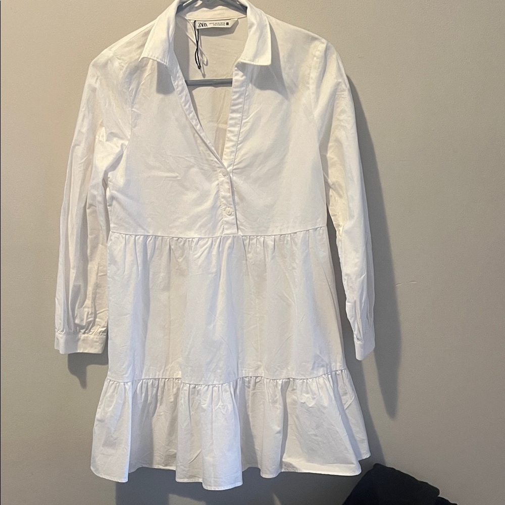Zara Crisp White Layered Dress